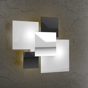 Lampada da soffitto moderna 1088/45-NE Vetri Bianchi e Neri 4xG9