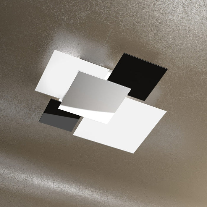 Lampada da soffitto moderna 1088/70-NE Vetri Bianchi e Neri 4xE27