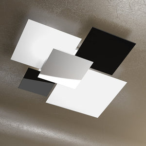 Lampada da soffitto moderna 1088/90-NE Vetri Bianchi e Neri 4xE27