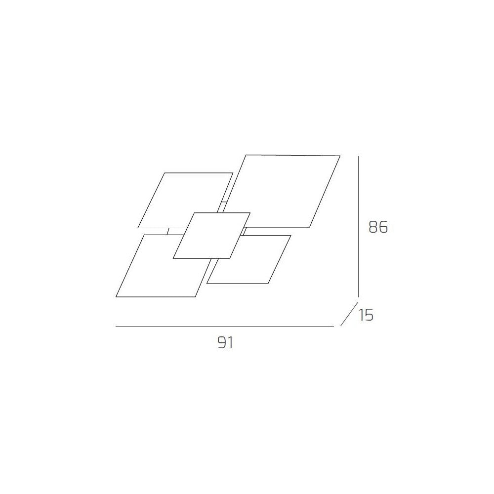 Lampada da soffitto moderna 1088/90-NE Vetri Bianchi e Neri 4xE27