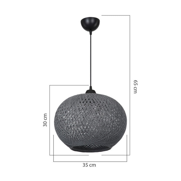 Lampada da soffitto Yumak MDL4745 con paralume in corda antracite