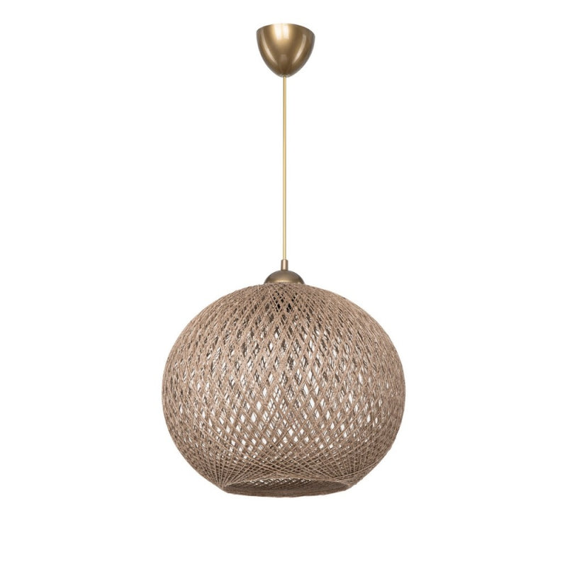 Lampada da soffitto Yumak MDL4746 con paralume in corda beige