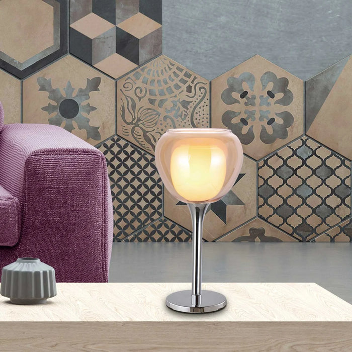 LÚZETE - LAMPADA DA TAVOLO 1 LUCE CRISTALLO ESTERNO AMBRA INTERNO BIANCO Ø16,5 NOLINA