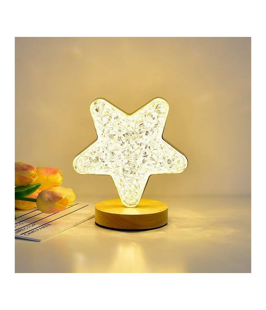 Lampada Da Tavolo A Forma Di Stella Ricaricabile Usb Touch 3 Intensità  Di Luce         