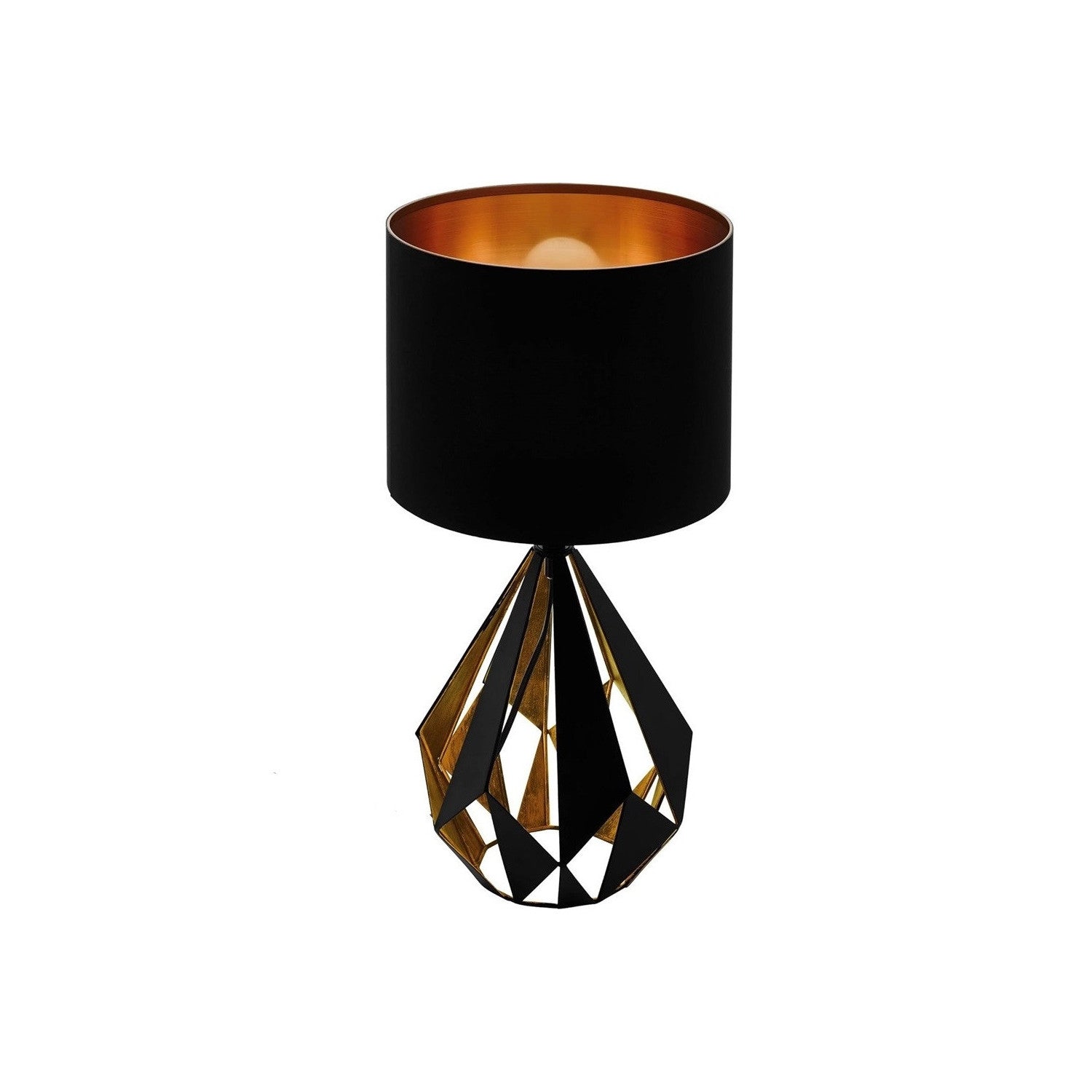 Trade Shop - Lampada Da Tavolo Comodino Vintage Con Paralume Rotondo In Nero Rame 250x510 Mm         