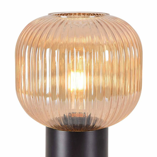 LÚZETE - LAMPADA DA TAVOLO CON PARALUME AMBRATO Ø20 E27 SHELBY