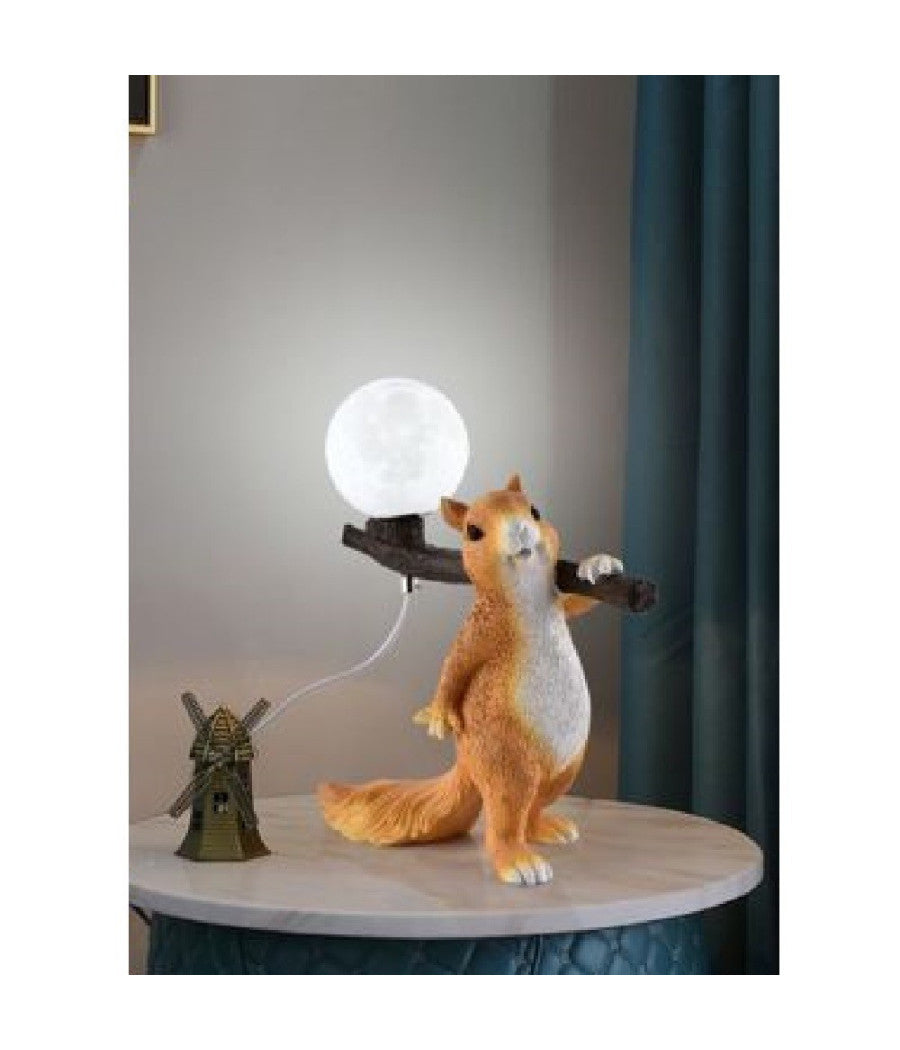 Lampada Da Tavolo Decorativa A Forma Di Scoiattolo In Resina Lume Moderno G9 D06         