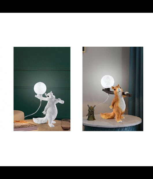 Lampada Da Tavolo Decorativa A Forma Di Scoiattolo In Resina Lume Moderno G9 D06         