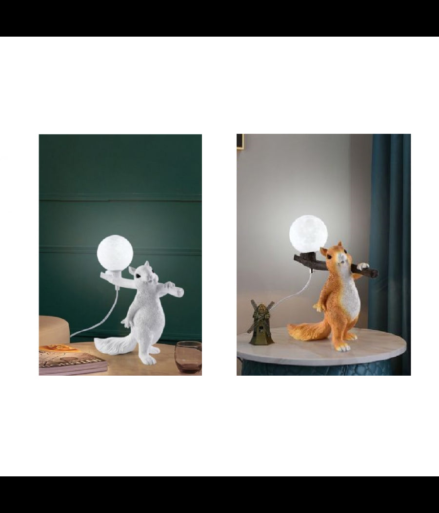 Lampada Da Tavolo Decorativa A Forma Di Scoiattolo In Resina Lume Moderno G9 D06         