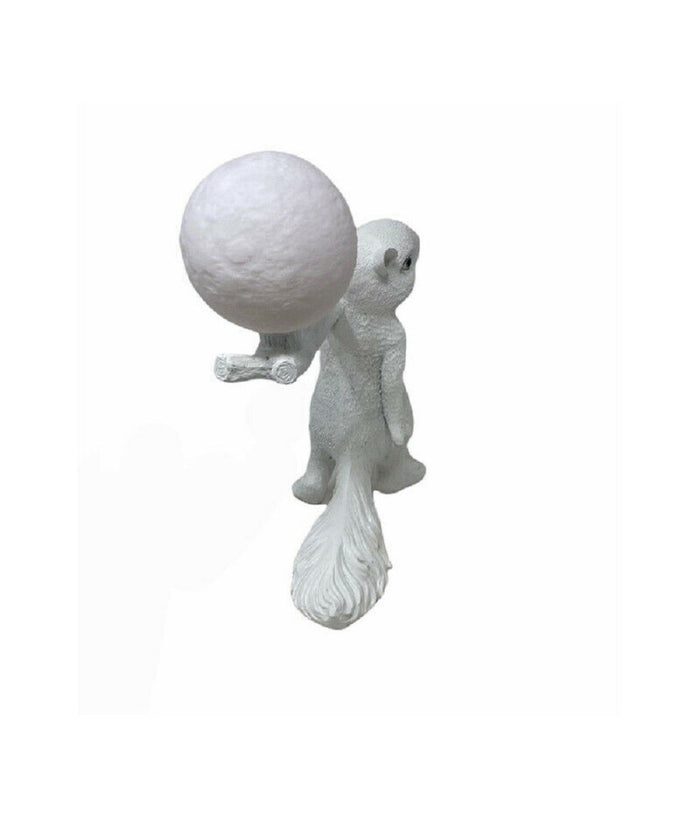 Lampada Da Tavolo Decorativa A Forma Di Scoiattolo In Resina Lume Moderno G9 D06  Bianco       