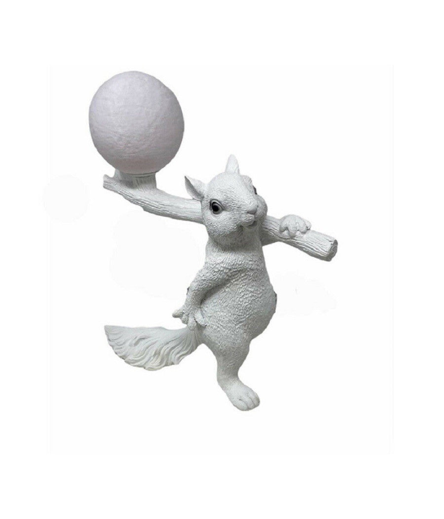 Lampada Da Tavolo Decorativa A Forma Di Scoiattolo In Resina Lume Moderno G9 D06  Bianco       