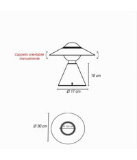 Lampada Da Tavolo Decorativa Con Paralume A Cappello Orientabile Lume E27 D13  Nero       