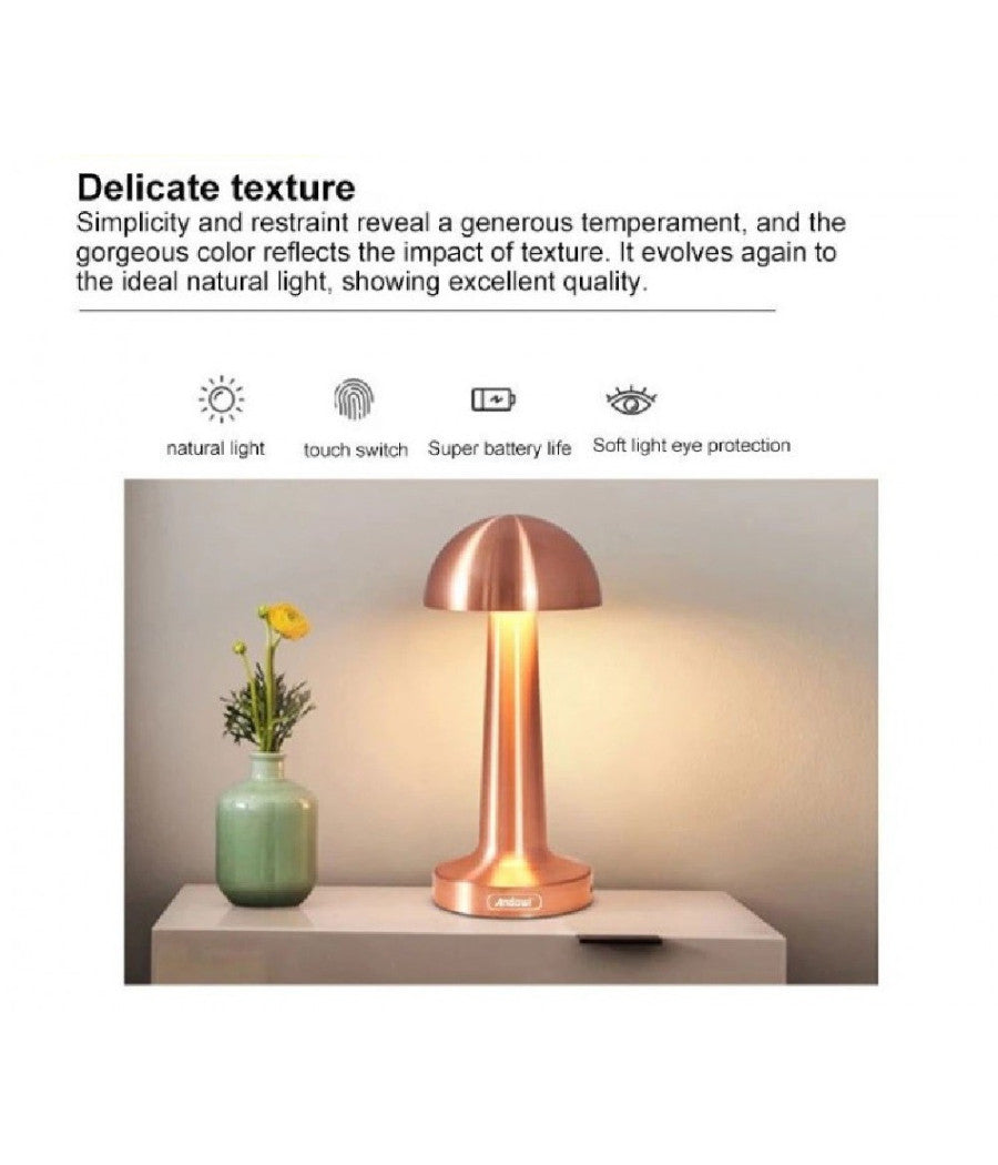 Lampada Da Tavolo Decorativa Led A Fungo Luce Bianca 3 Intensità  Di Luce Q-tl142         