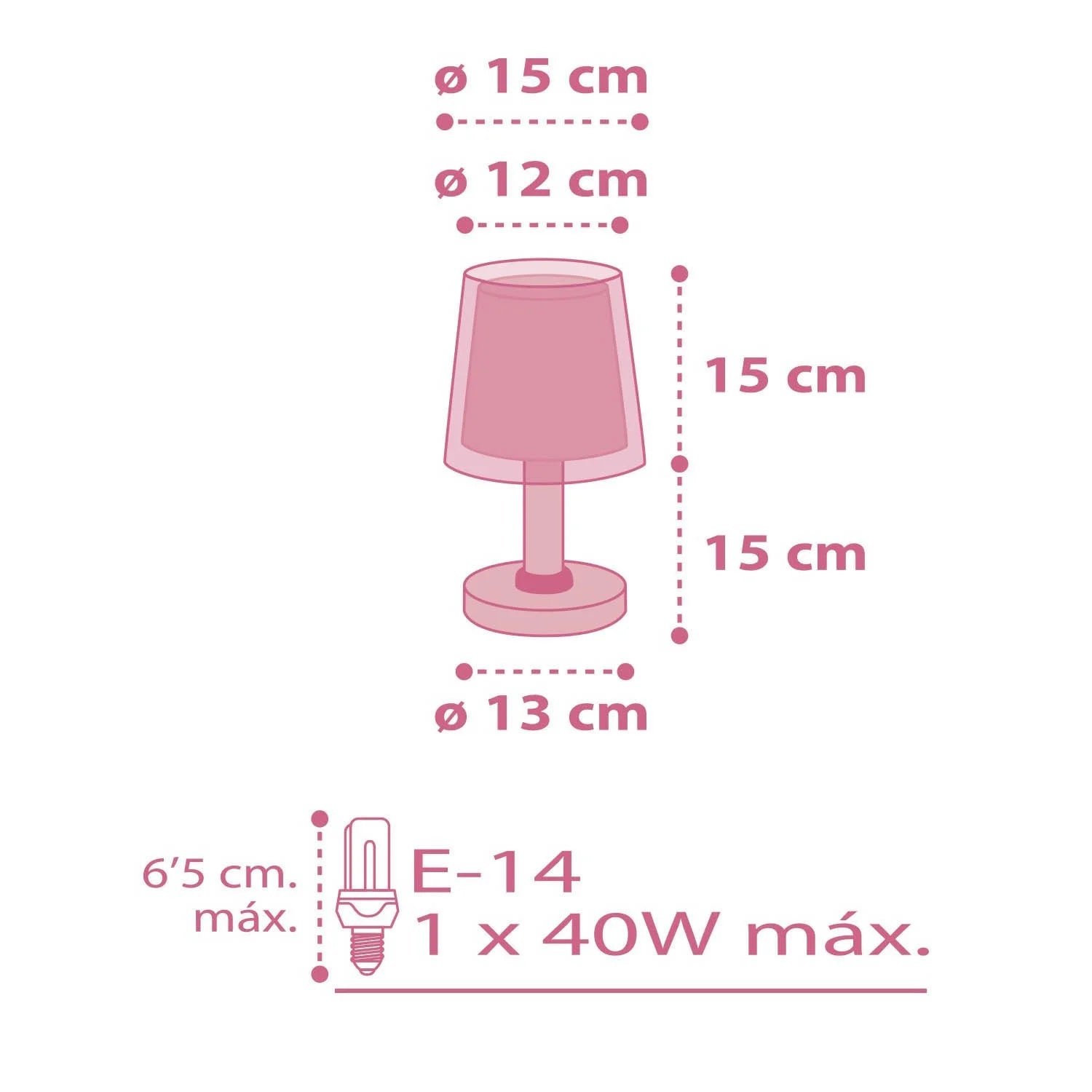 LÚZETE - LAMPADA DA TAVOLO DREAM FLOWERS PER BAMBINI E14 ROSA