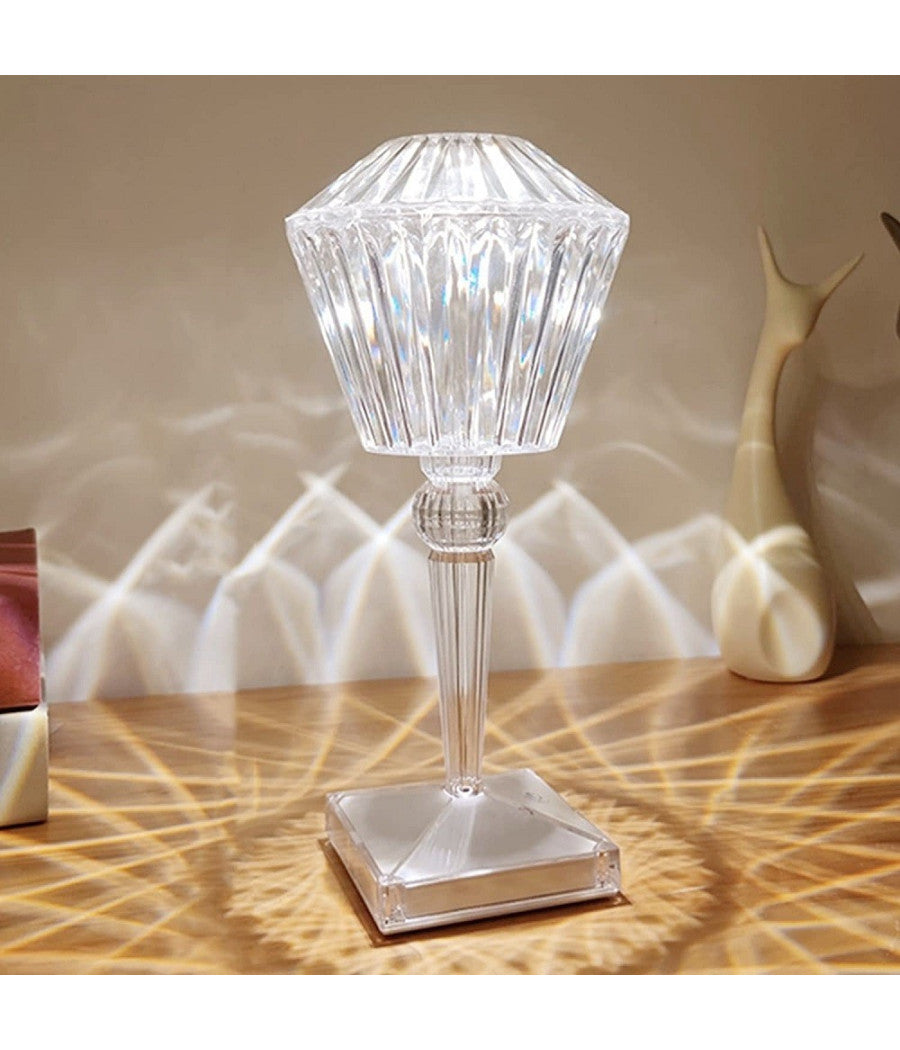 Lampada Da Tavolo Effetto Cristallo Controllo Touch Per Soggiorno Camera Ufficio         