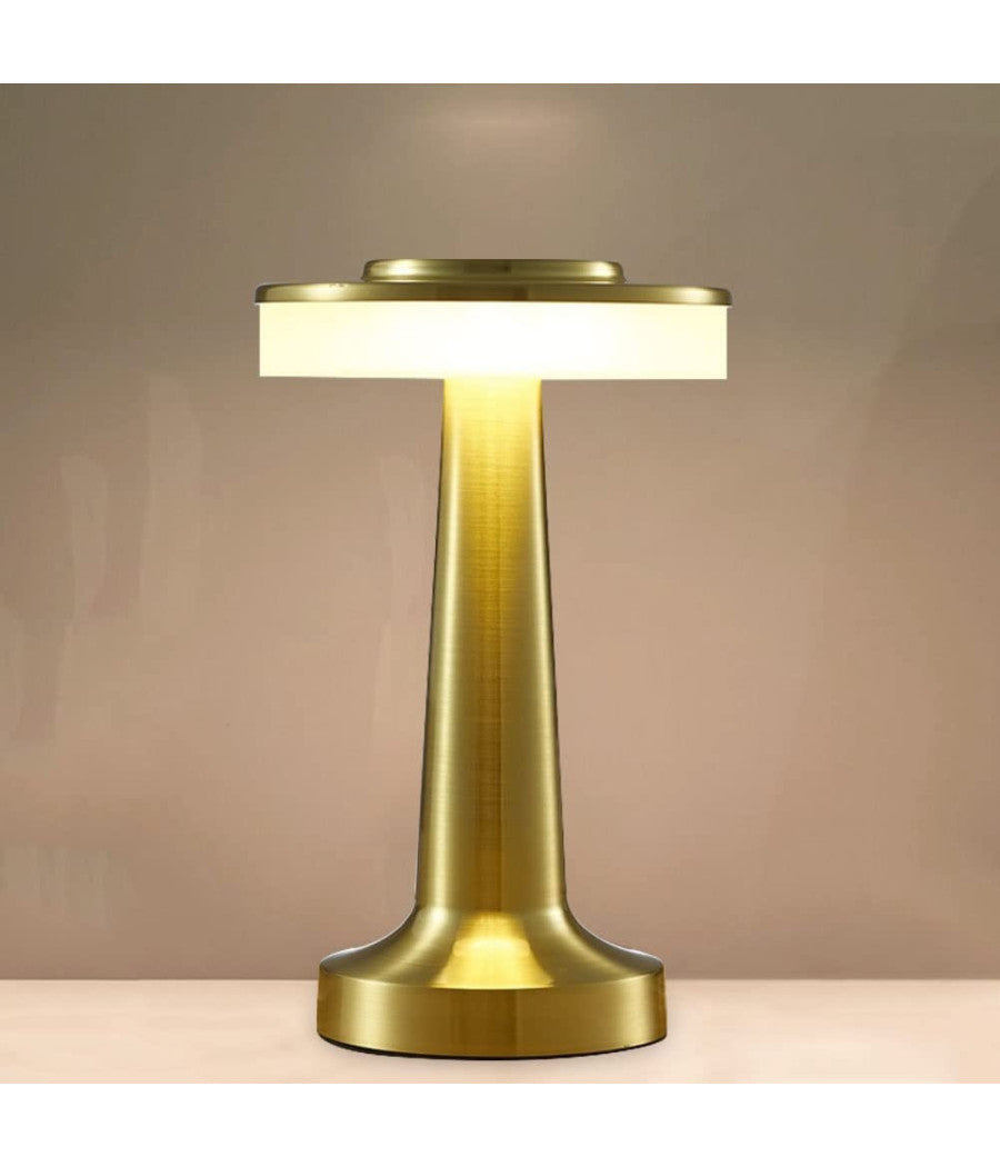 Lampada Da Tavolo Effetto Oro Ricaricabile Usb Lume Luce Calda Per Bar Locali         
