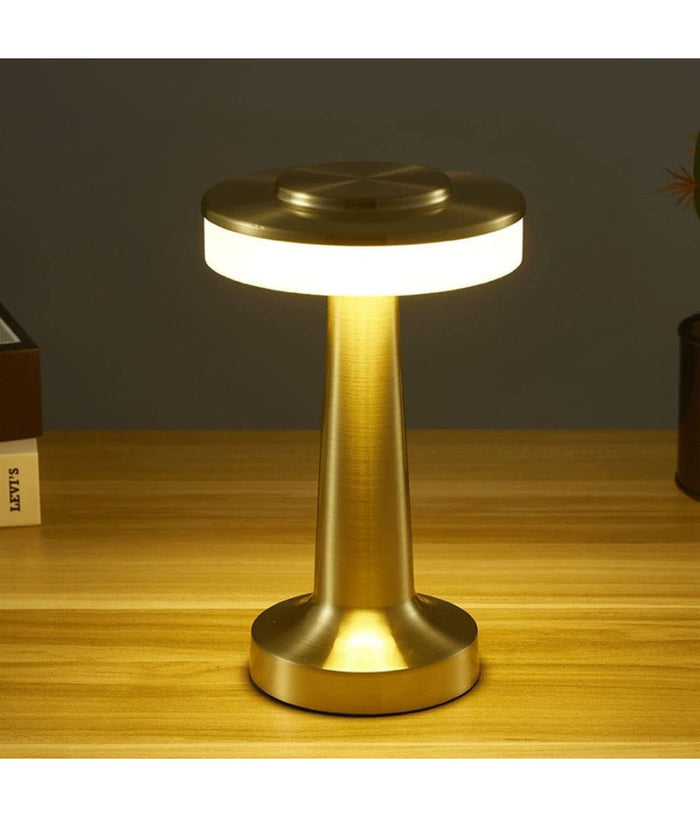 Lampada Da Tavolo Effetto Oro Ricaricabile Usb Lume Luce Calda Per Bar Locali         