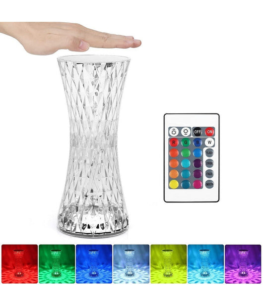 Lampada Da Tavolo In Cristallo A Led Diamantata Con 16 Colori Ricaricabile Touch         