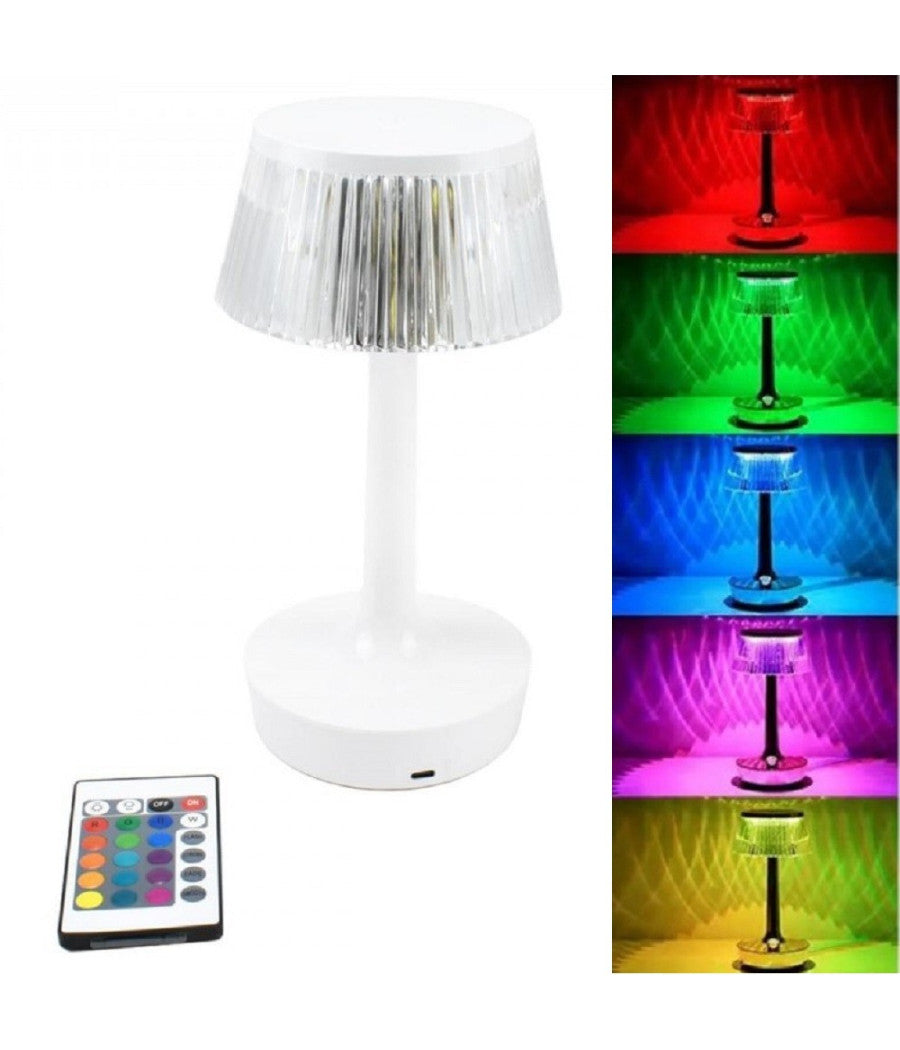 Lampada Da Tavolo In Cristallo Decorativa Con Led Rgb Touch Bianco 5v Q-tl153         