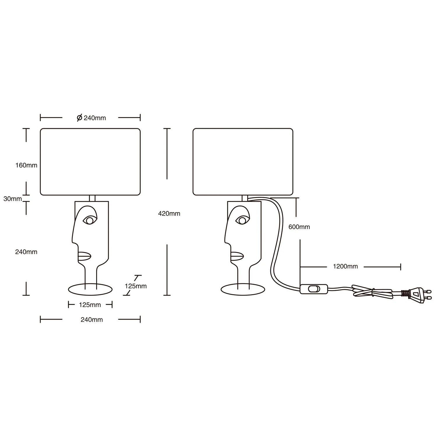 LÚZETE - LAMPADA DA TAVOLO IN METALLO OTIS PARALUME NERO