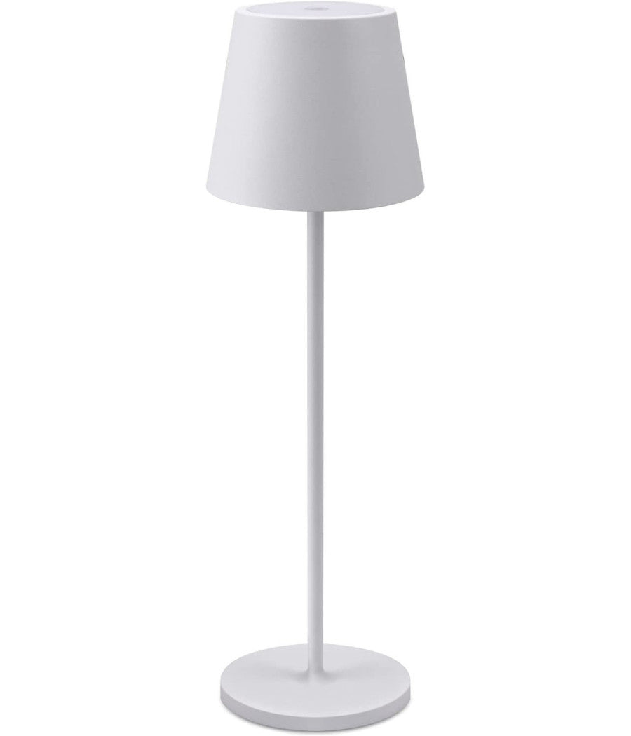 Trade Shop - Lampada Da Tavolo A Led Con Batteria Ricaricabile Touch Dimmerabile 3 Colori Bar - Bianco