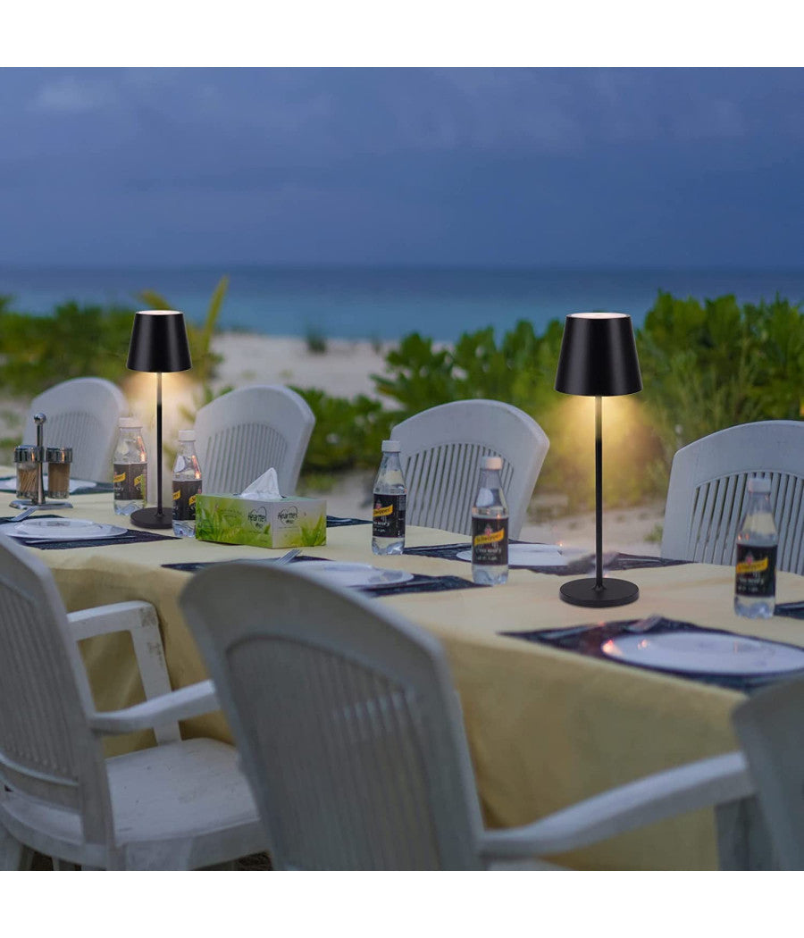 Trade Shop - Lampada Da Tavolo A Led Con Batteria Ricaricabile Touch Dimmerabile 3 Colori Bar -