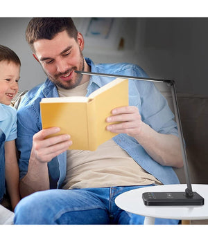 Trade Shop - Lampada Da Tavolo Led Da Scrivania Con Ricarica Wireless Per Cellulari Xc-2681 -