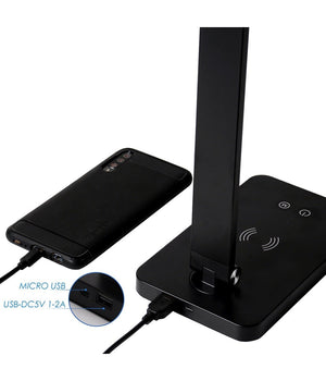 Trade Shop - Lampada Da Tavolo Led Da Scrivania Con Ricarica Wireless Per Cellulari Xc-2681 -