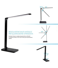Trade Shop - Lampada Da Tavolo Led Da Scrivania Con Ricarica Wireless Per Cellulari Xc-2681 -