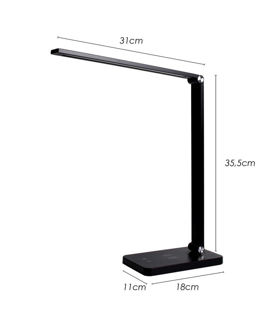 Trade Shop - Lampada Da Tavolo Led Da Scrivania Con Ricarica Wireless Per Cellulari Xc-2681 -