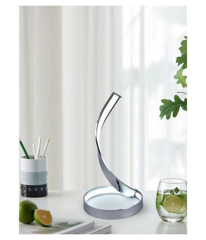 Lampada Da Tavolo Led Moderna A Spirale Curva 12w Luce Comodino Argento Abatjour         