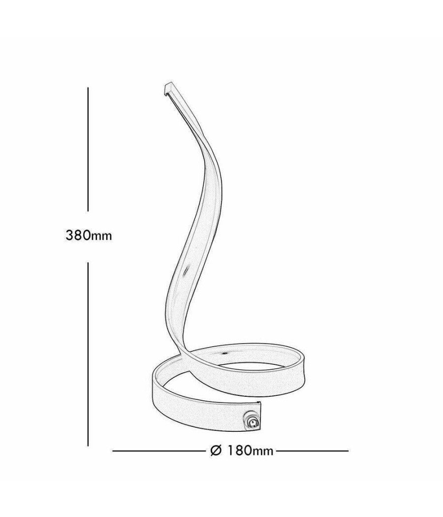 Lampada Da Tavolo Led Moderna A Spirale Curva 12w Luce Comodino Argento Abatjour         
