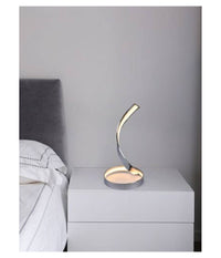 Lampada Da Tavolo Led Moderna A Spirale Curva 12w Luce Comodino Argento Abatjour         