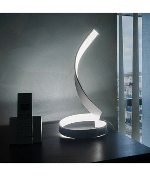 Lampada Da Tavolo Led Moderna A Spirale Curva 12watt Luce Da Comodino Bianca D05         