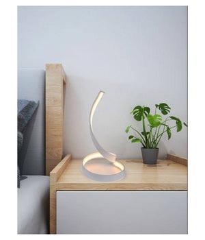 Lampada Da Tavolo Led Moderna A Spirale Curva 12watt Luce Da Comodino Bianca D05  -bianco Caldo      -