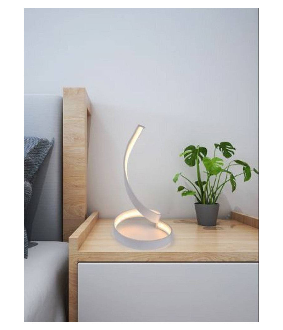 Lampada Da Tavolo Led Moderna A Spirale Curva 12watt Luce Da Comodino Bianca D05  -bianco Caldo      -