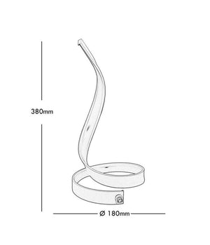 Lampada Da Tavolo Led Moderna A Spirale Curva 12watt Luce Da Comodino Bianca D05  -bianco Caldo      -
