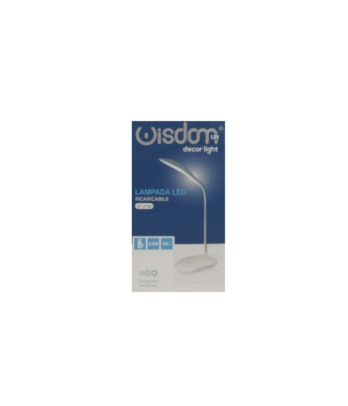 Trade Shop - Lampada Da Tavolo Led Usb Ricaricabile Dimmerabile Touch Design Moderno Dt-2102 -