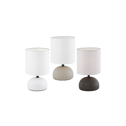 Lampada da tavolo Luci – Base ceramica bianca – Paralume tessuto – Trio Lighting – Illuminazione interni