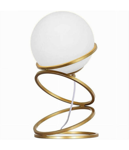 Lampada Da Tavolo Minimalista Lume In Metallo Bronzo Con Sfera In Vetro G9 D31         