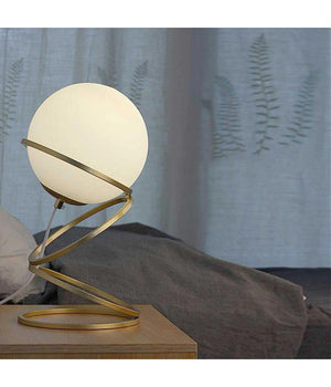 Lampada Da Tavolo Minimalista Lume In Metallo Bronzo Con Sfera In Vetro G9 D31         