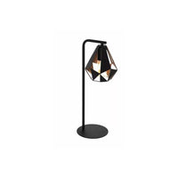 Trade Shop - Lampada Da Tavolo Nero Con Interno In Rame Anticato Scrivania Comodino 220x170x505mm         