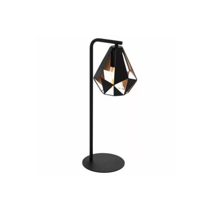 Trade Shop - Lampada Da Tavolo Nero Con Interno In Rame Anticato Scrivania Comodino 220x170x505mm         
