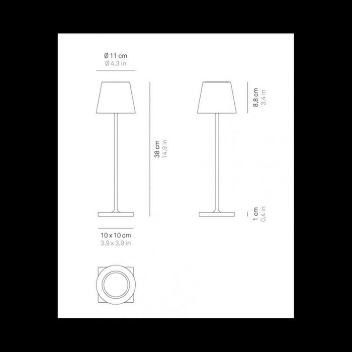 Lampada da Tavolo Poldina Pro Peanuts - Strip ricaricabile e dimmerabile con batteria fino a 12 ore. Per uso esterno IP65