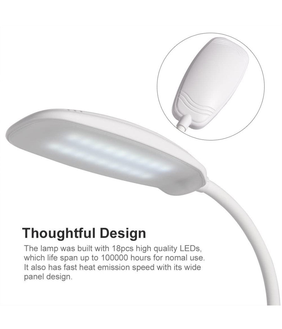 Lampada Da Tavolo Scrivania A Led Luce Ricaricabile Touch Snodabile Con Pinza         