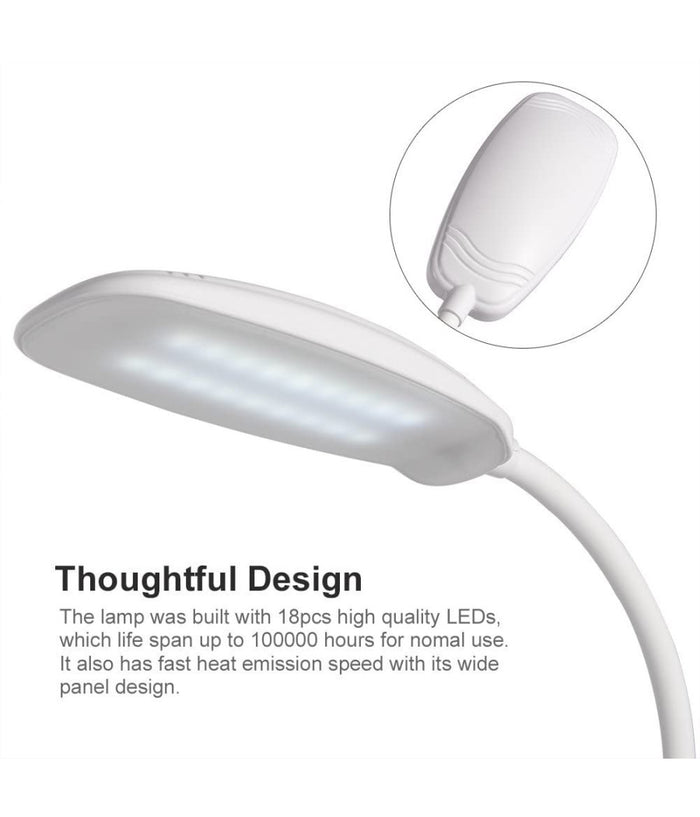 Lampada Da Tavolo Scrivania A Led Luce Ricaricabile Touch Snodabile Con Pinza         