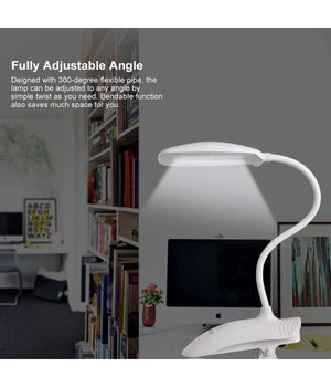 Lampada Da Tavolo Scrivania A Led Luce Ricaricabile Touch Snodabile Con Pinza         