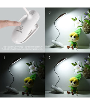 Lampada Da Tavolo Scrivania A Led Luce Ricaricabile Touch Snodabile Con Pinza         