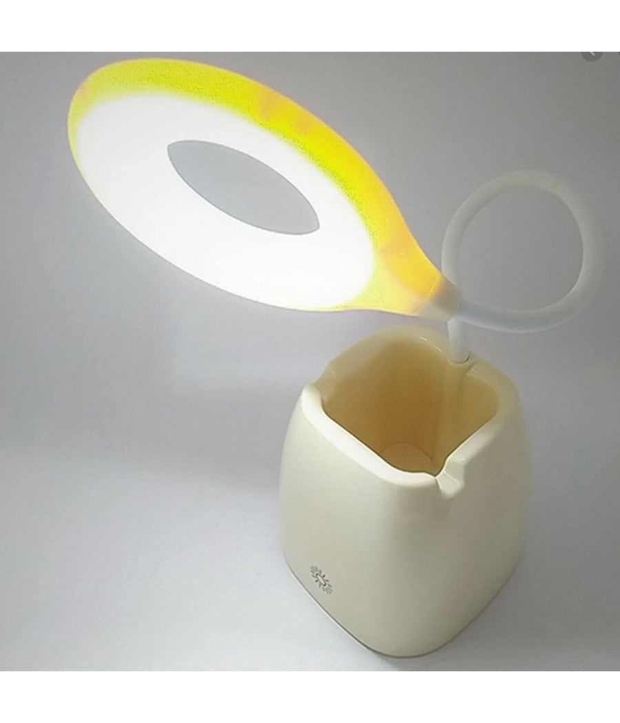 Lampada Da Tavolo Scrivania Con Portapenne 16 Led Collo Flessibile E Girevole         