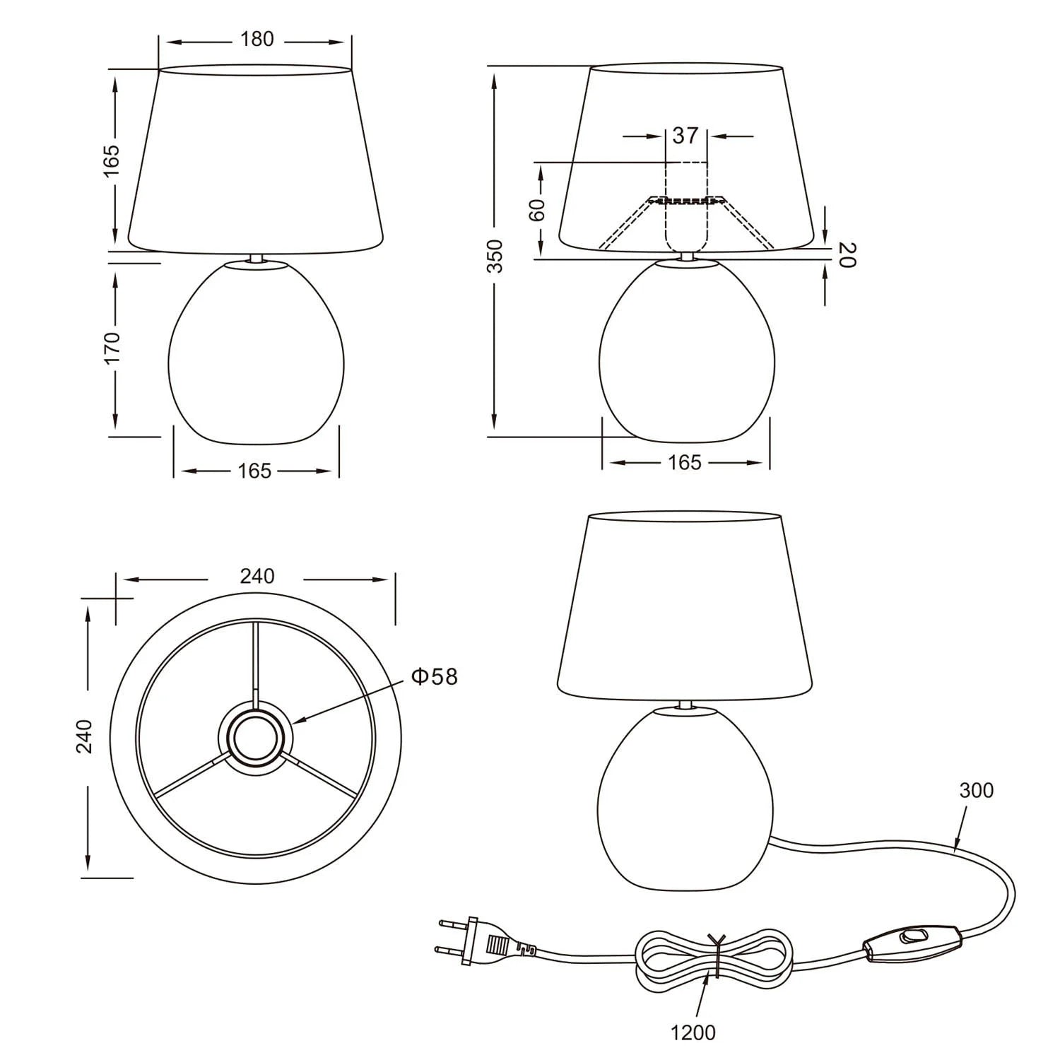 LÚZETE - LAMPADA DA TAVOLO SPLENDOUR 24CM IN FINTO LEGNO